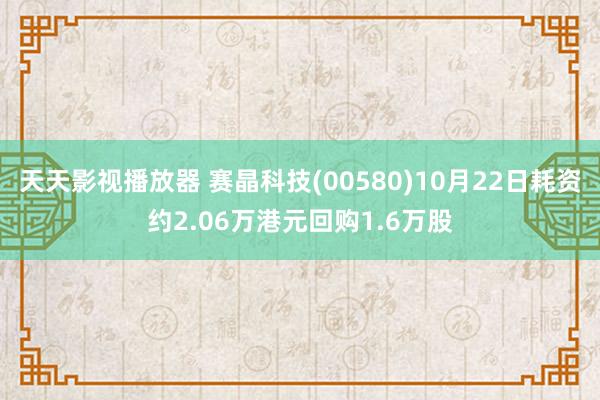 天天影视播放器 赛晶科技(00580)10月22日耗资约2.06万港元回购1.6万股