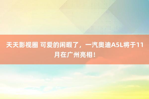 天天影视圈 可爱的闲暇了，一汽奥迪A5L将于11月在广州亮相！